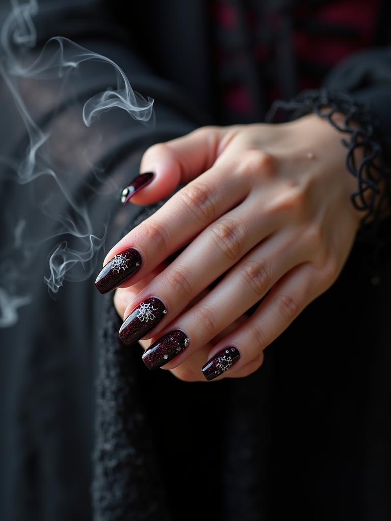 tattered witch inspired nail designs