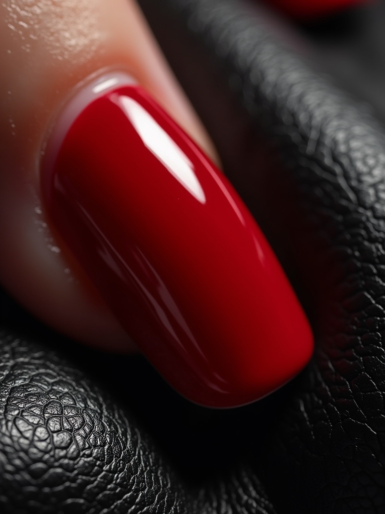 textured cherry red nails