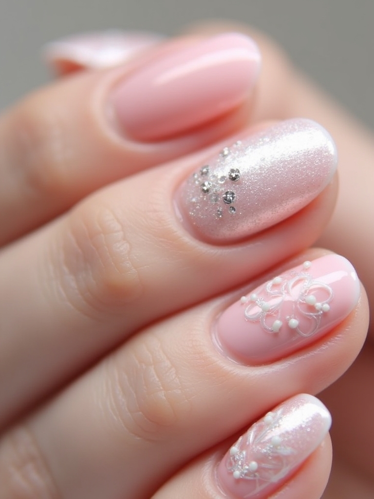 textured light pink manicure