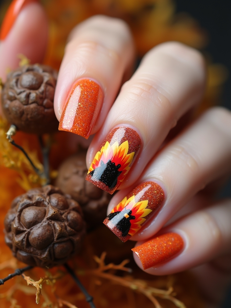 thanksgiving turkey nail art