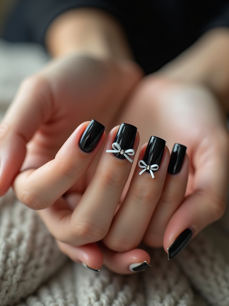 timeless black and white nails