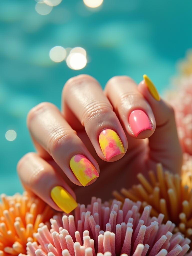 tropical coral reef nails