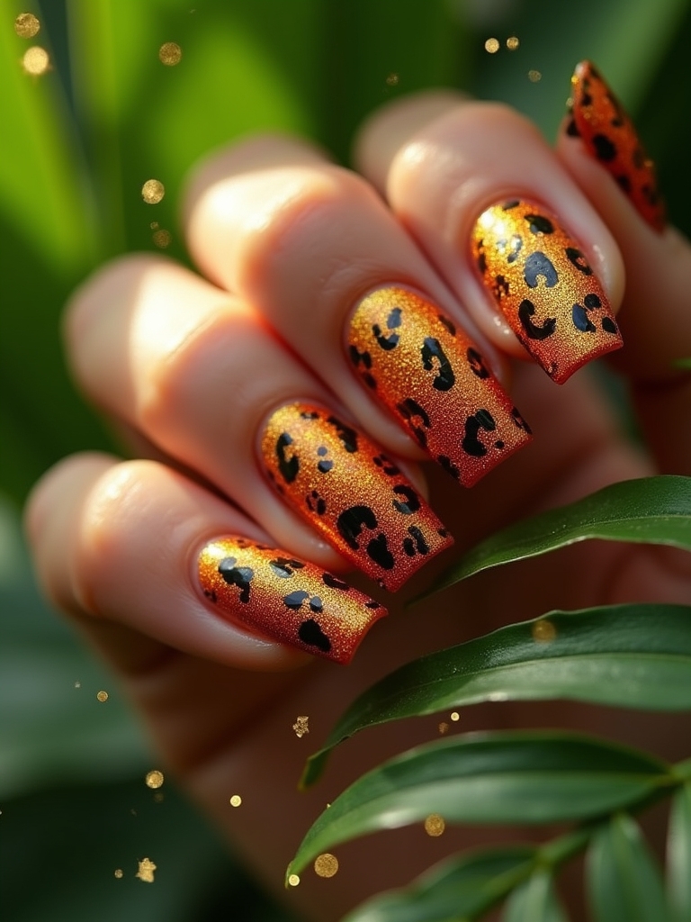 tropical leopard nail designs