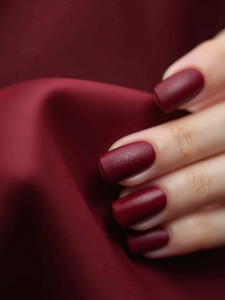 velvet red matte nails