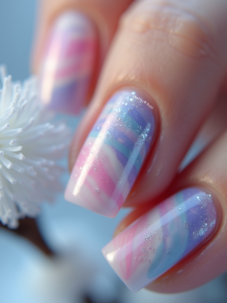 vibrant abstract watercolor nails