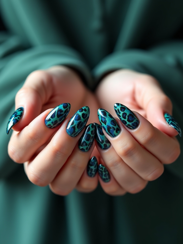 vibrant blue green leopard