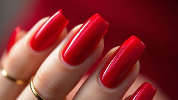 vibrant cherry red nails