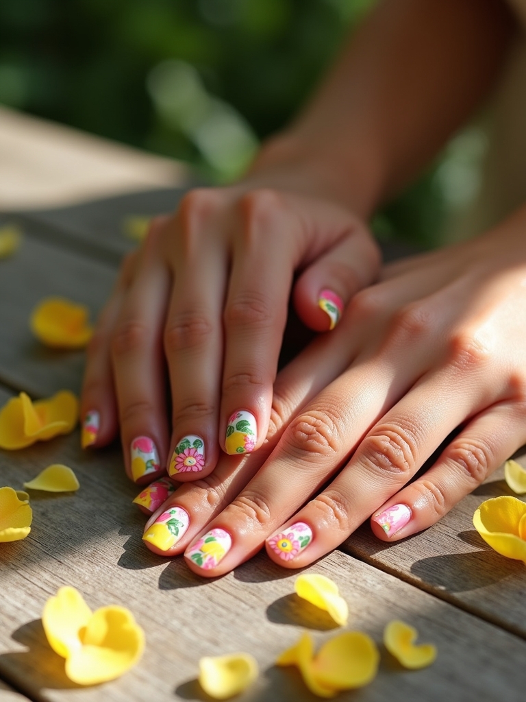 vibrant floral nail designs
