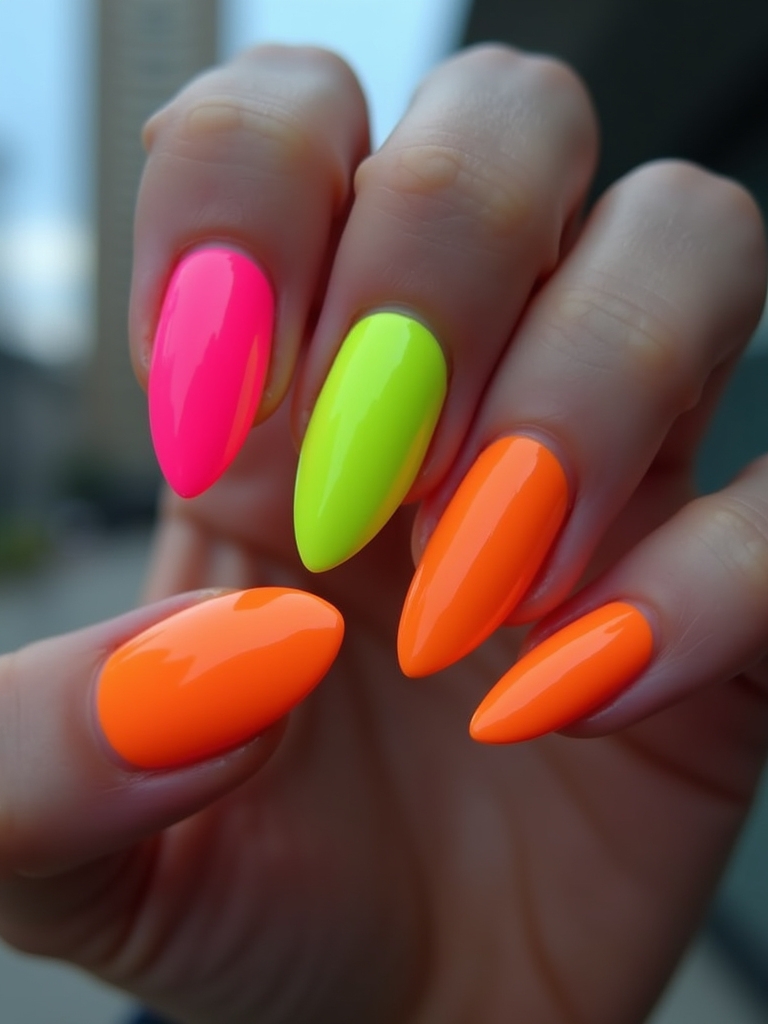 vibrant neon color blocking