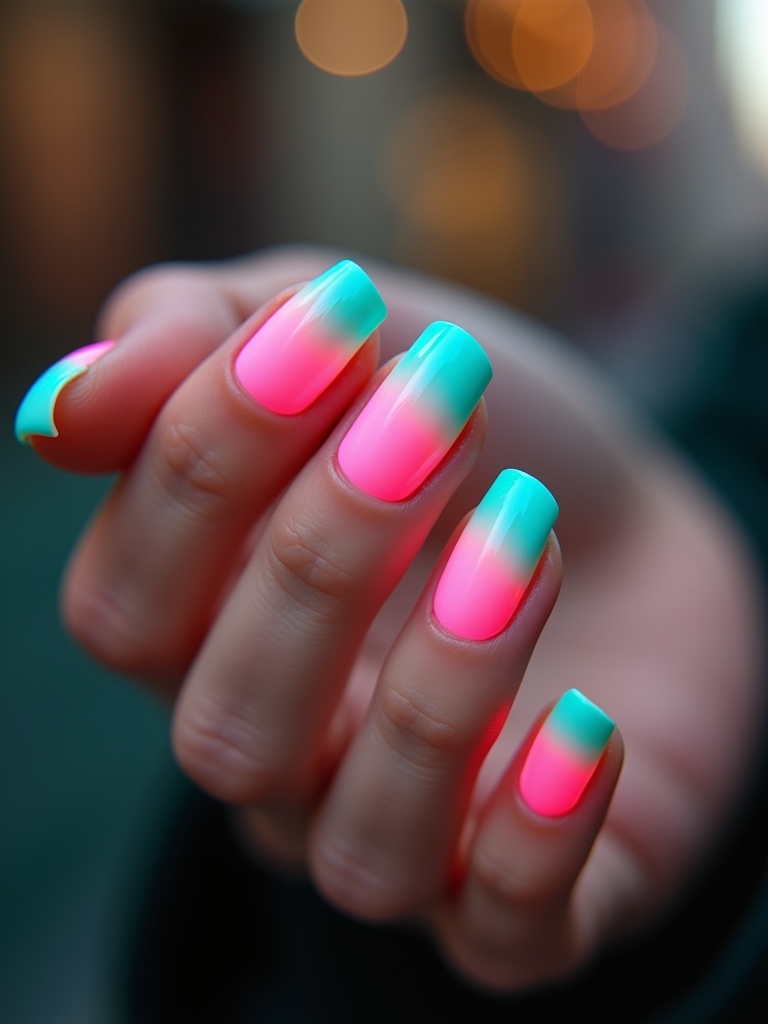 vibrant neon french tips