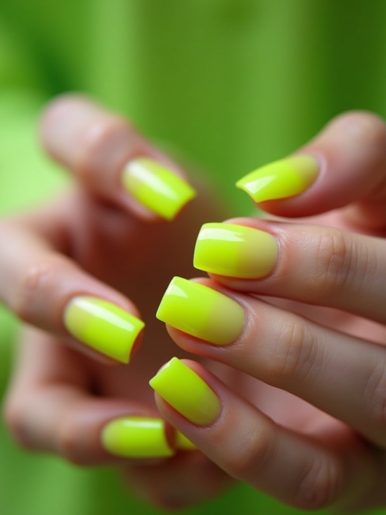 vibrant neon green nails