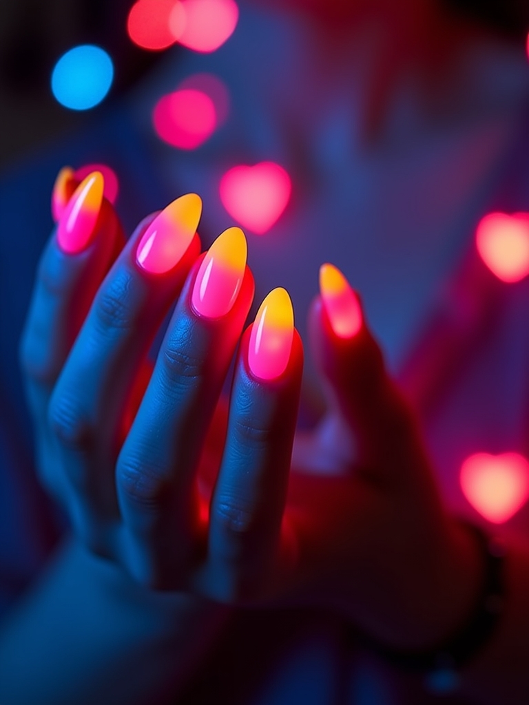 vibrant neon heart designs