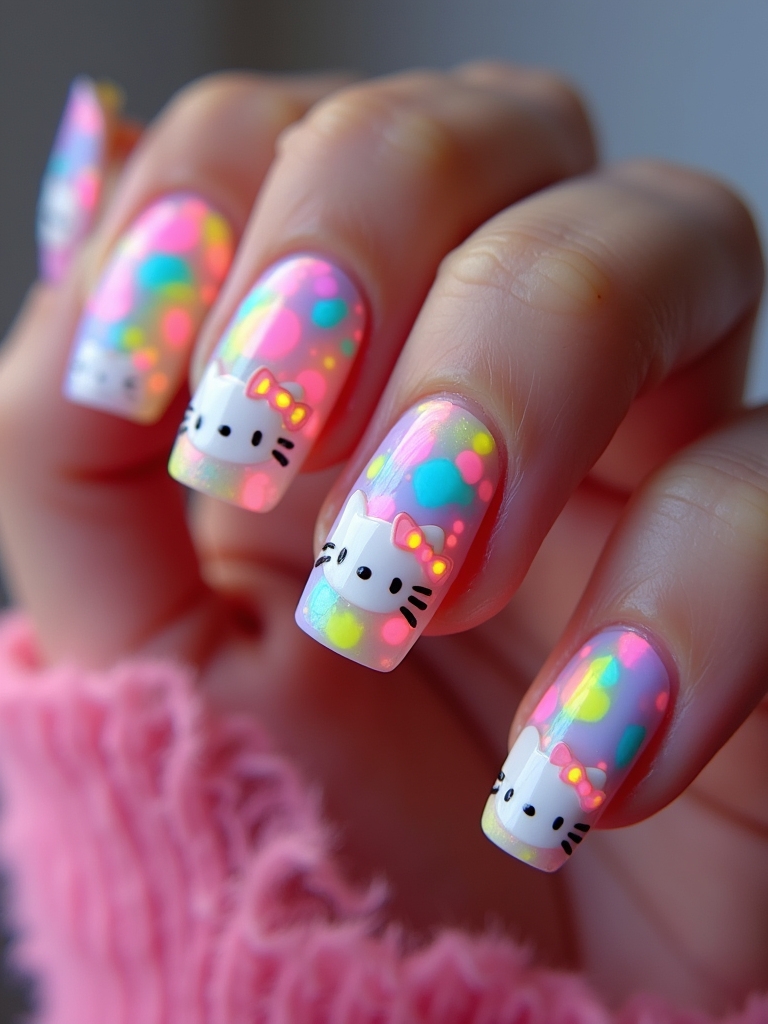 vibrant neon hello kitty