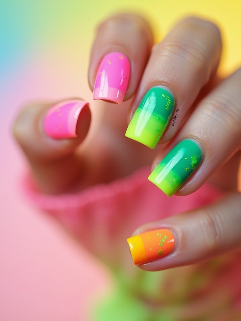 vibrant neon nail combinations