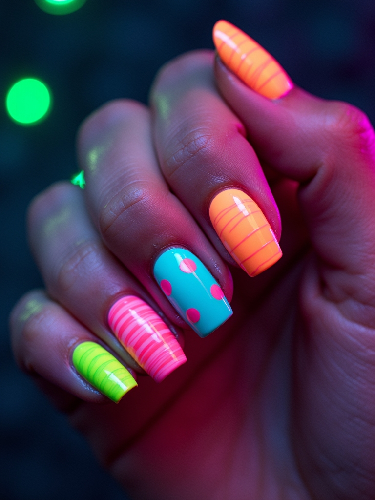vibrant neon nail designs