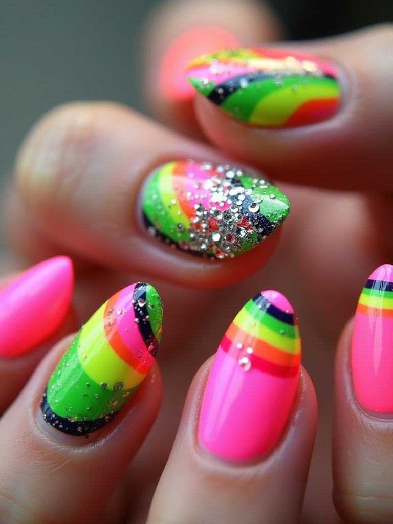 vibrant neon nail trends