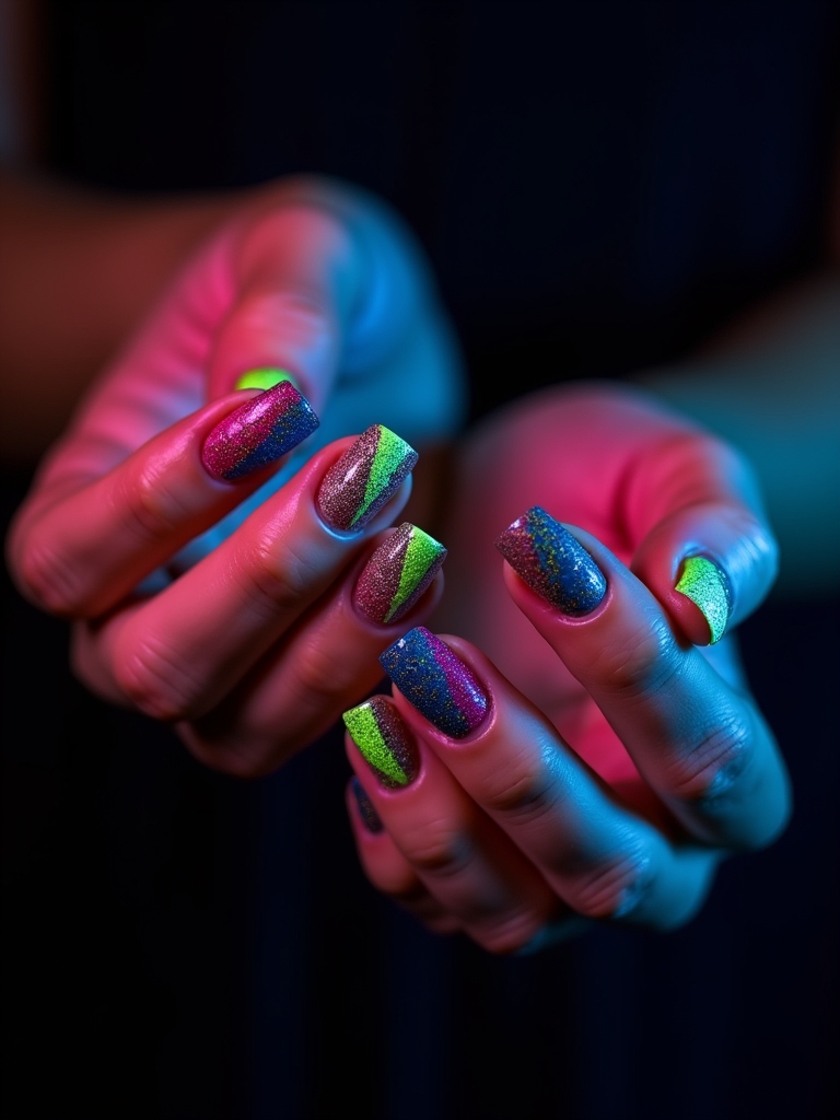 vibrant neon negative space