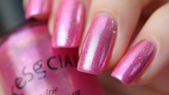 vibrant pink chrome nails