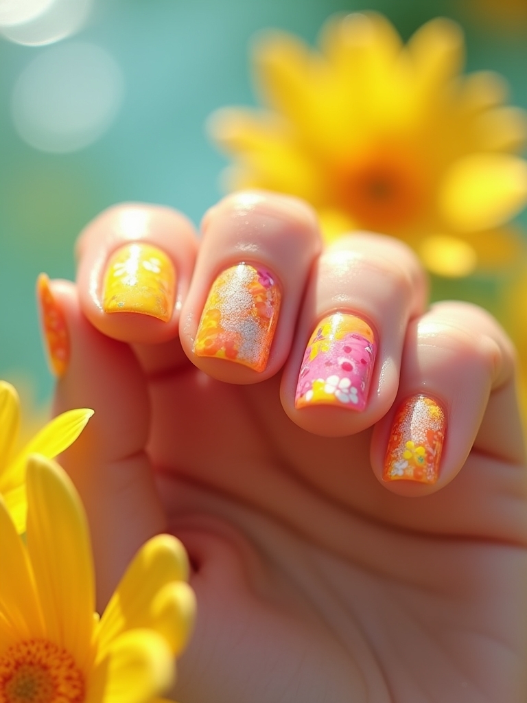 vibrant rainbow nail designs