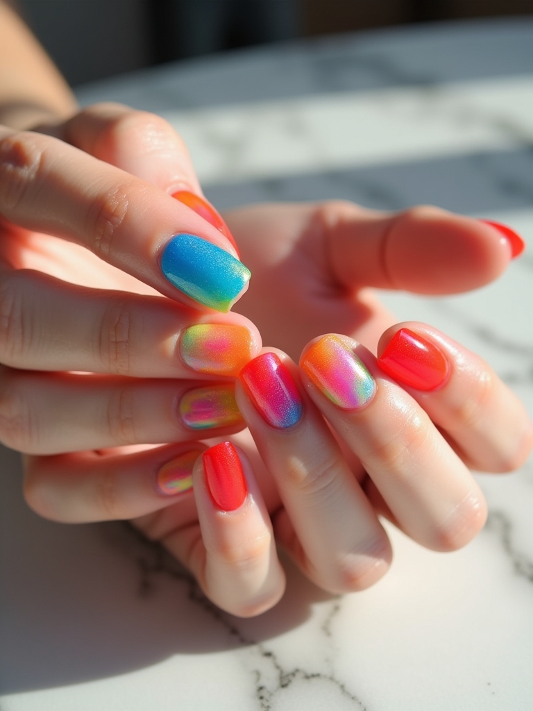 vibrant translucent jelly nails
