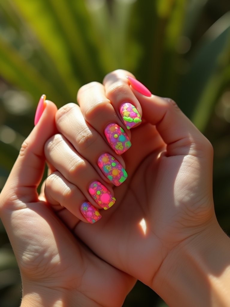vibrant tropical nail art