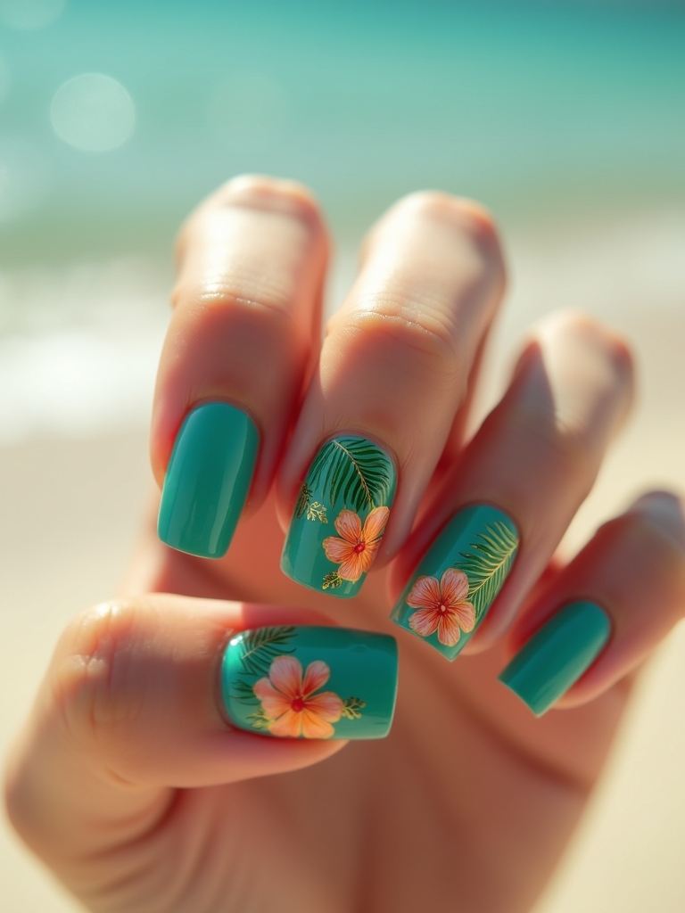 vibrant tropical nail designs
