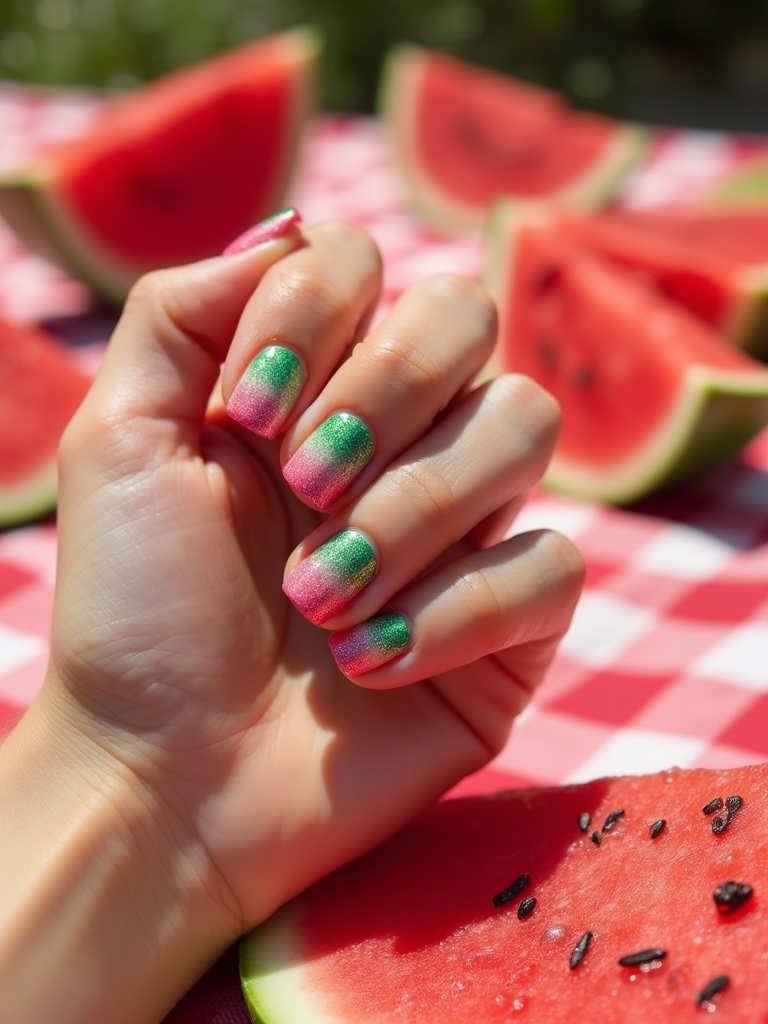 vibrant watermelon nail designs