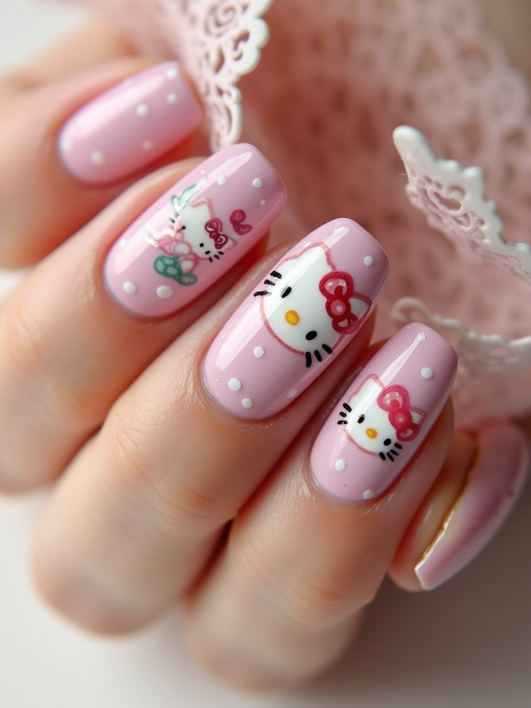 vintage hello kitty nail art