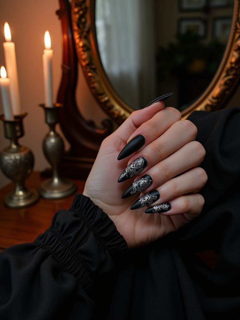 vintage lace nail art