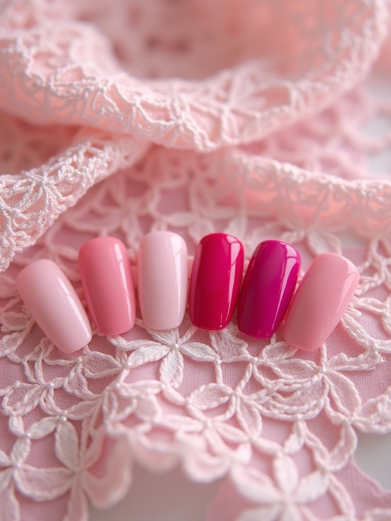 vintage pink lace nails