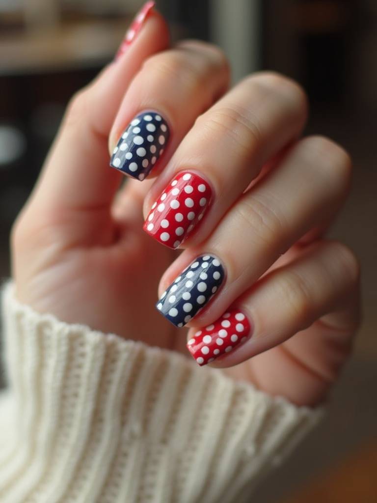 vintage polka dot nails