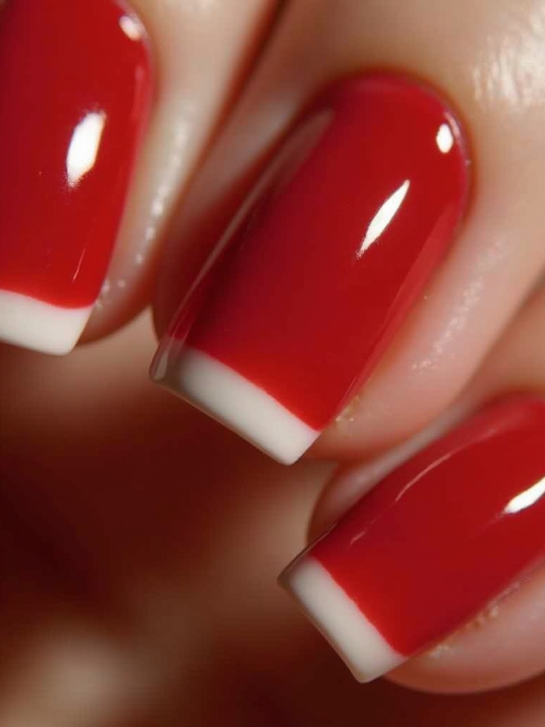 vintage red french manicure