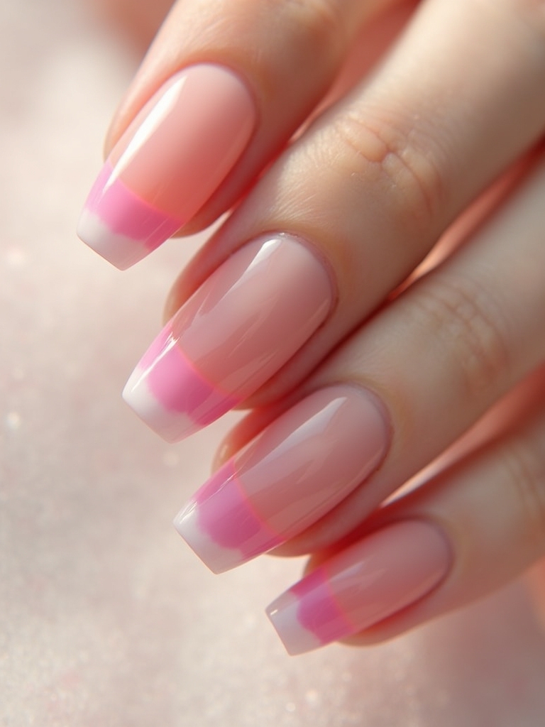 watercolor pink nail design