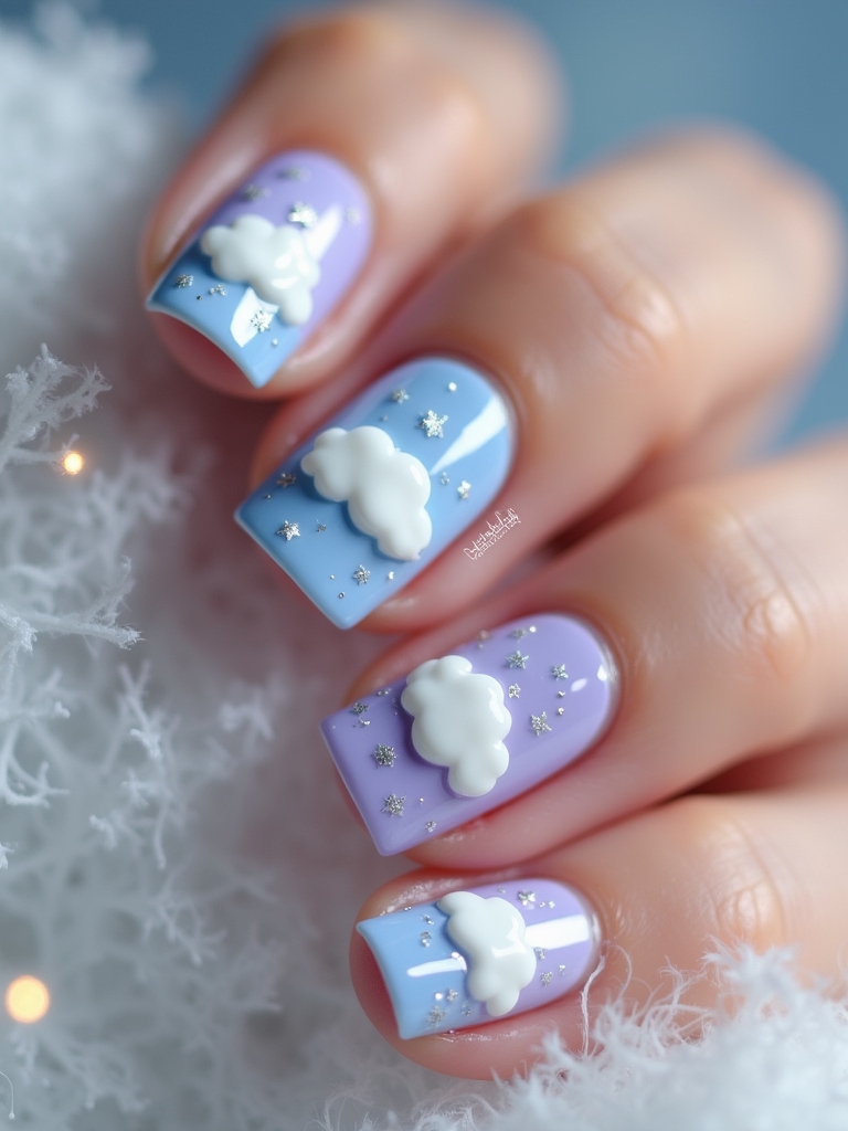 whimsical cloud nail designs