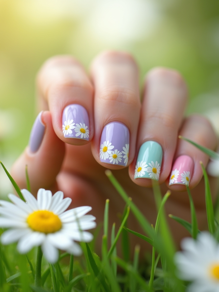 whimsical daisy nail designs