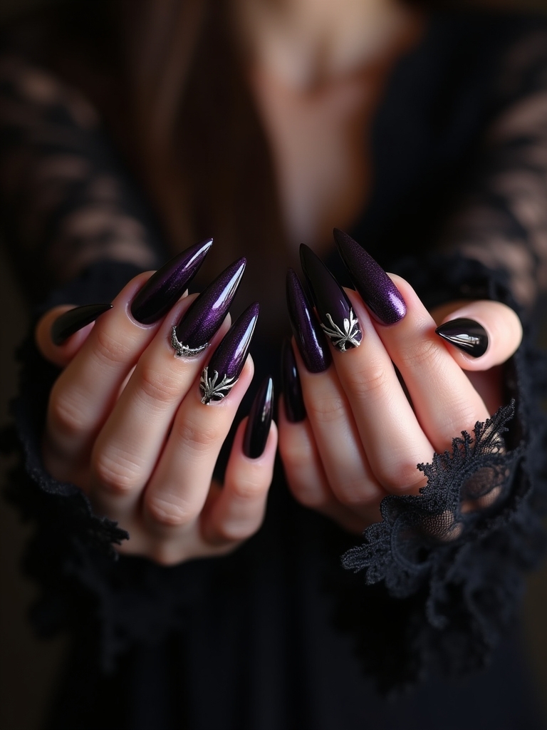 whimsical elegant bat nail art