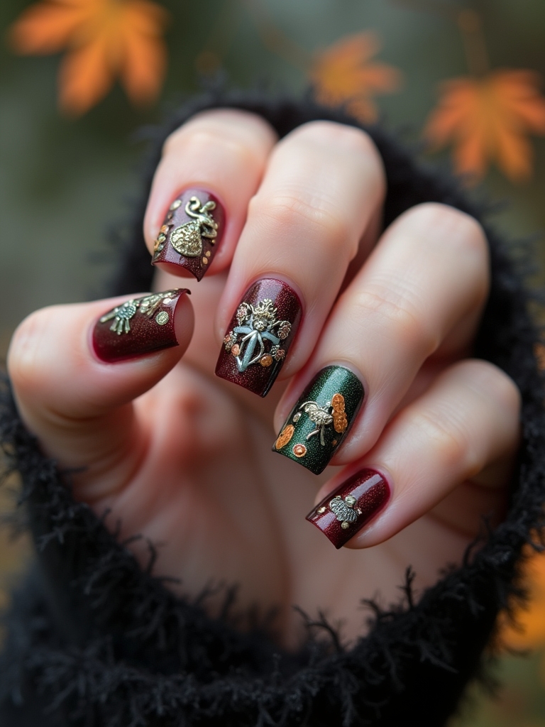 whimsical enchanted forest nail designs