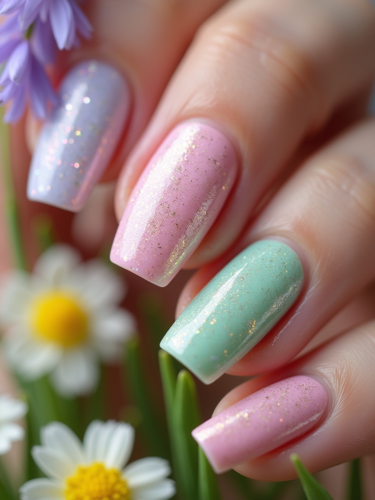 whimsical glitter gradient nails