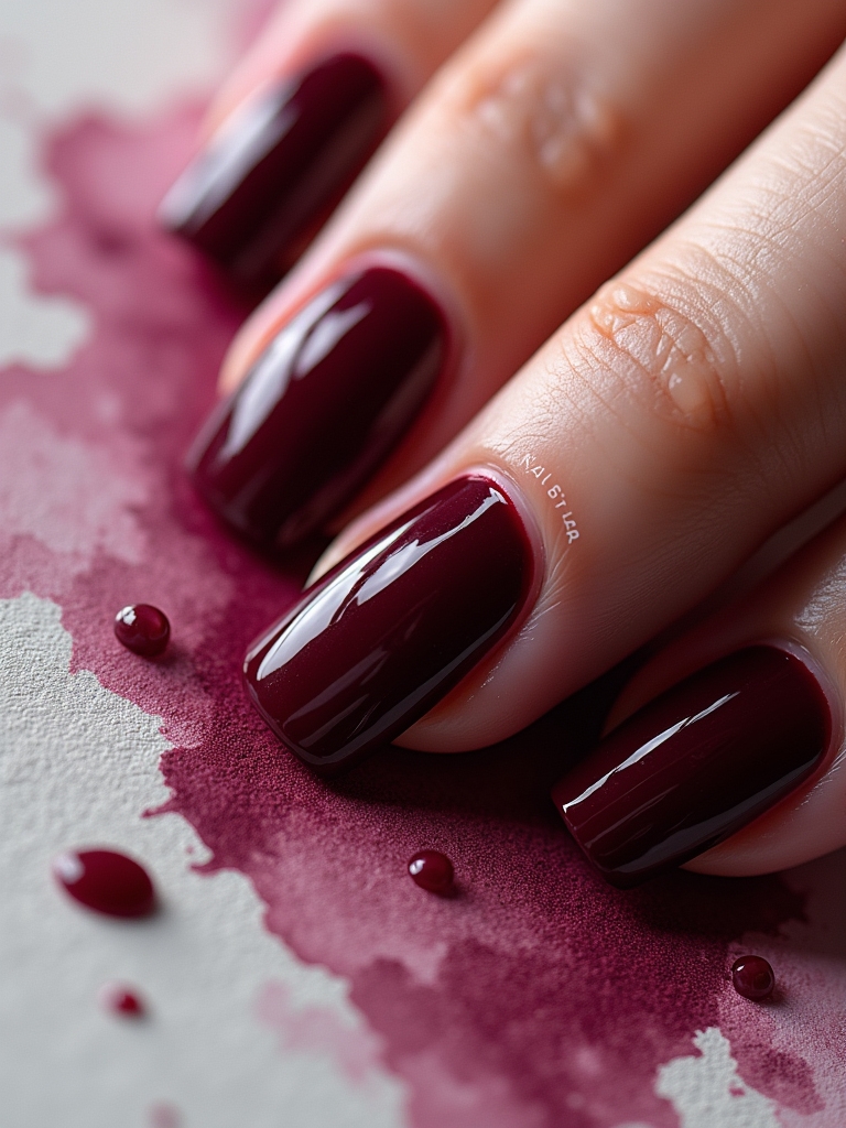 wine inspired watercolor nails