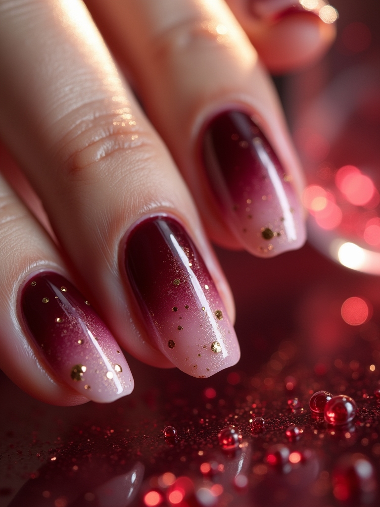 wine stained ombre nails